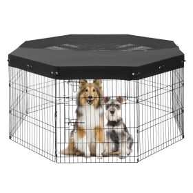 Dog Playpen, 8 Pcs 30"H x 24"W Panels Foldable Metal Pet Exercise Pen, Dog Fence Indoor and Outdoor Pen with Door, 600D Oxford Fabric Top Cover