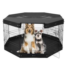 Dog Playpen, 8 Pcs 30"H x 24"W Panels Foldable Metal Pet Exercise Pen, Dog Fence Indoor and Outdoor Pen with Door, Bottom Pad and Top Cover