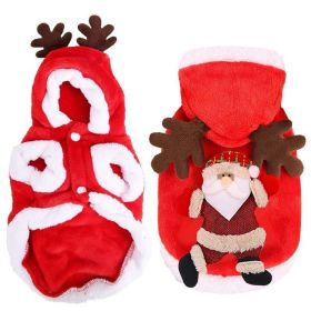 1Pc Pet Christmas Clothes Santa Claus Reindeer Antlers Costume Winter Outfit New Year Coat For Small Medium Dogs Cats (Option: L)