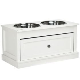 Large Elevated Dog Bowls with Storage Drawer Containing 11L Capacity, Raised Dog Bowl Stand Pet Food Bowl Dog Feeding Station, White (Option: White-700x380x220 mm)