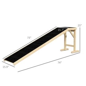 Dog Ramp For Bed, Pet Ramp For Dogs With Non-Slip Carpet And Top Platform (Option: Natural Black)